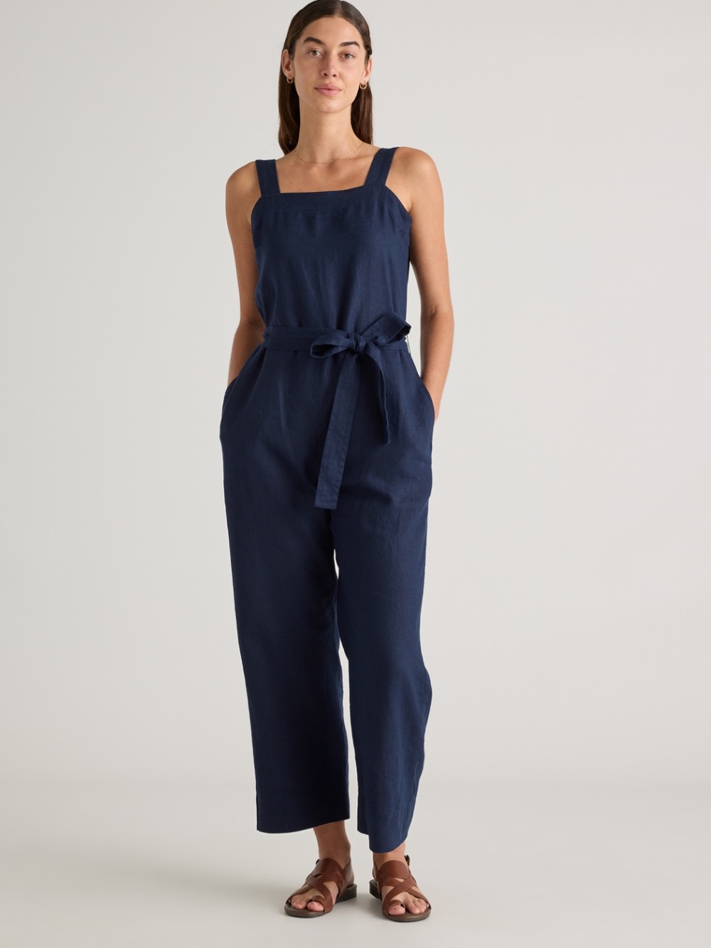 Quince linen jumpsuit square neck